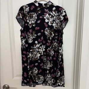 Cotton Candy Black and Purple Mini Dress with Mock Neck